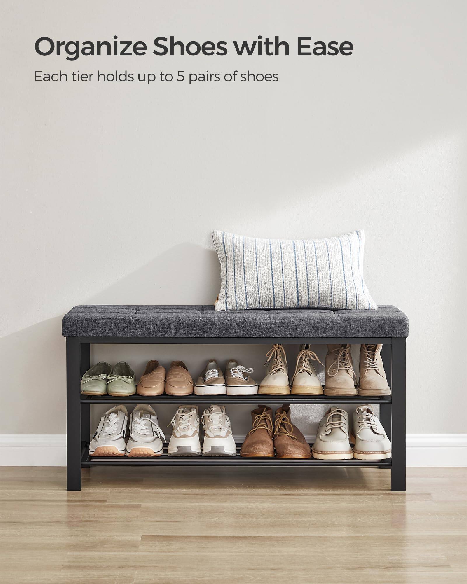 Organize Shoes with Ease  
Each tier holds up to 5 pairs of shoes