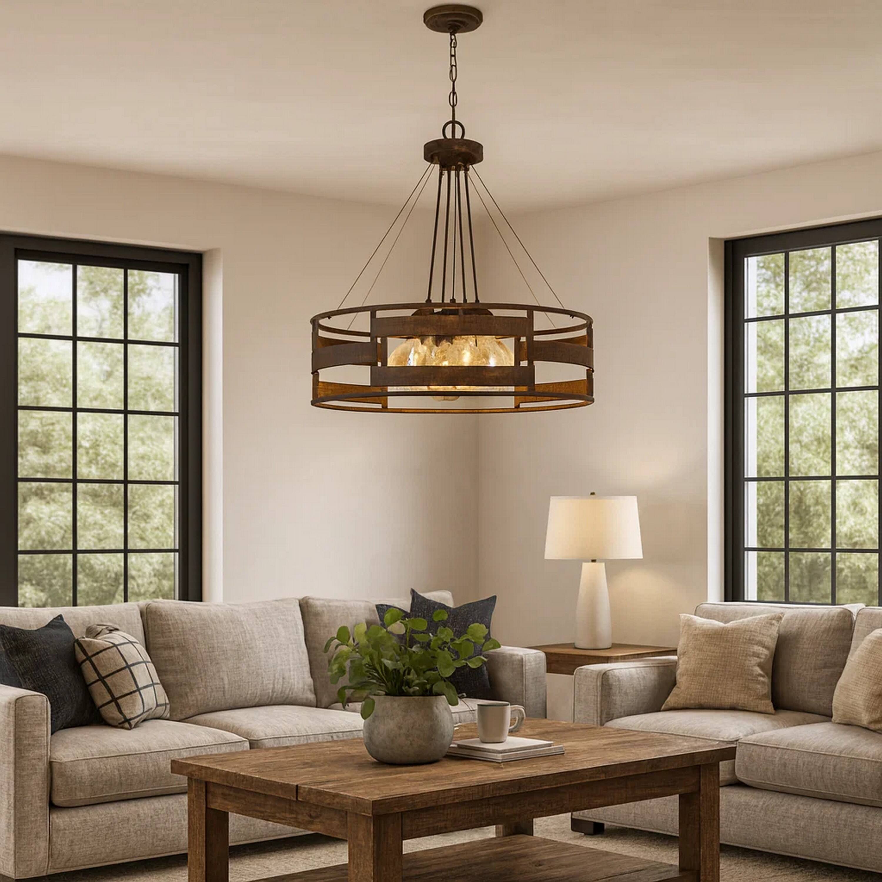 Alt View 2. Manhattan Lane - Frot 24 Inch Chandelier w Light Bulbs, Suspended Cable Design - Black.
