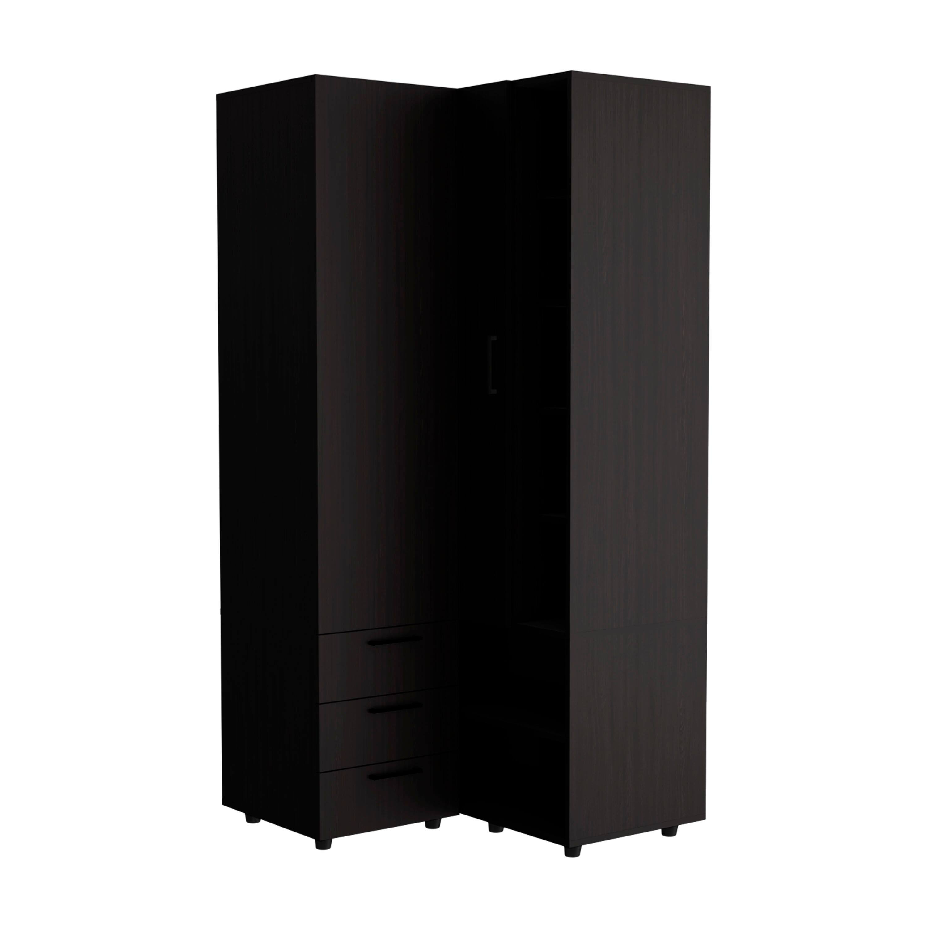Alt View 1. TuHome - Toulouse Corner Armoire With Double Doors And Interior Shelves, Space-Saving Wardrobe - Black.