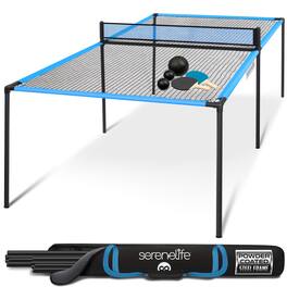 SereneLife - SLSPDRPG100 Trampoline Ping Pong Table, Heavy Duty Steel Frame, Indoor/Outdoor Hand Pong Game - Black, Blue