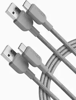 Anker - USB A to USB C Cable, Charger Cord (2 Pack, 6FT) - Gray