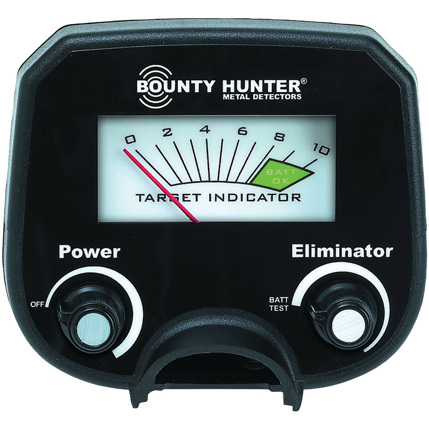 BOUNTY HUNTER METAL DETECTORS

0 2 4 6 8 10

TARGET INDICATOR

Power Eliminator

OFF BATT TEST