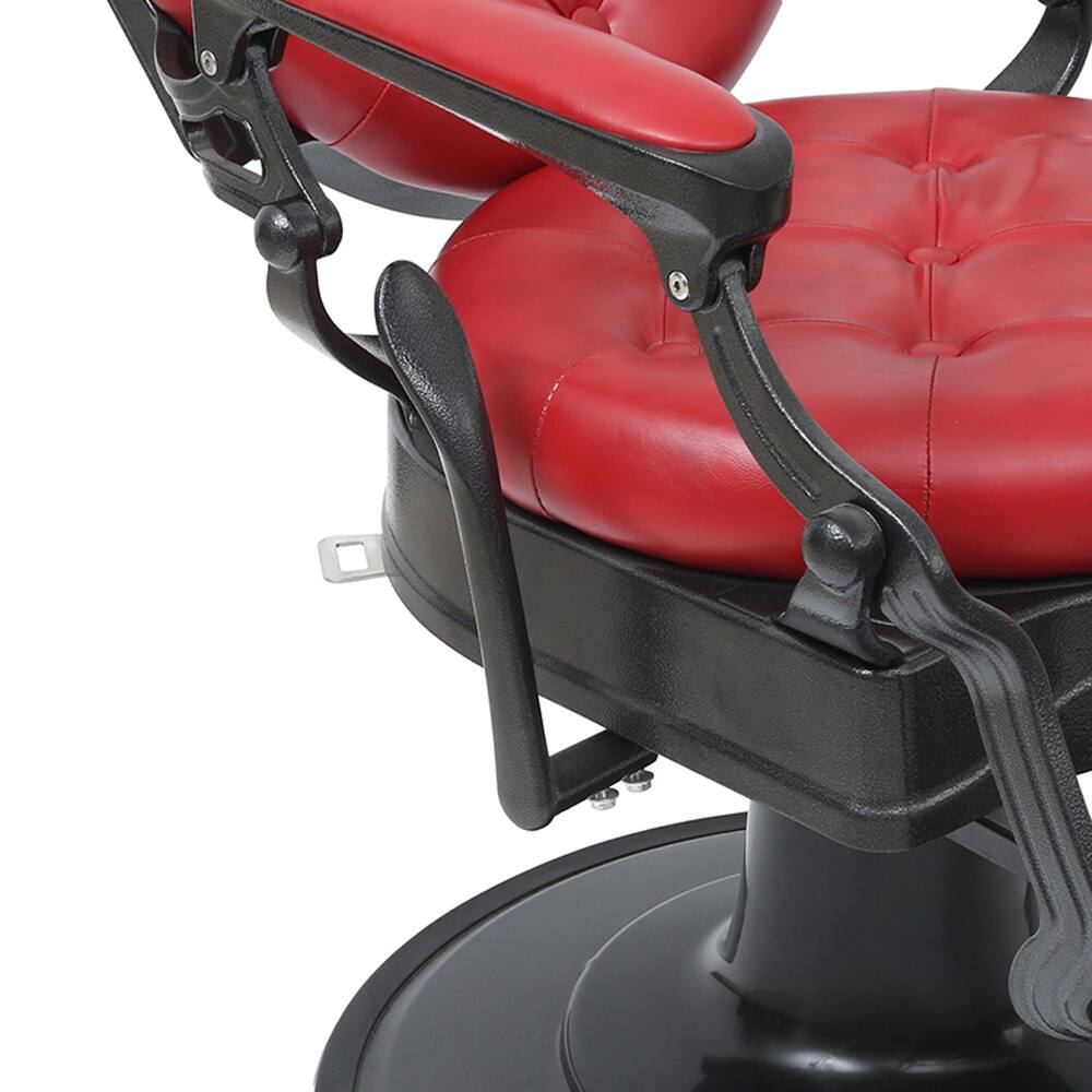 Alt View 6. Winado - Vintage Heavy Duty Recline Barber Chair Salon Beauty All Purpose Equipment with Towel Rack, Removable Headrest, Footrest - Red.