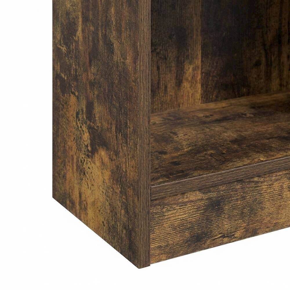 Alt View 2. FurniFact - Wooden bookcase with open shelves for storage and display - Amber Pine.