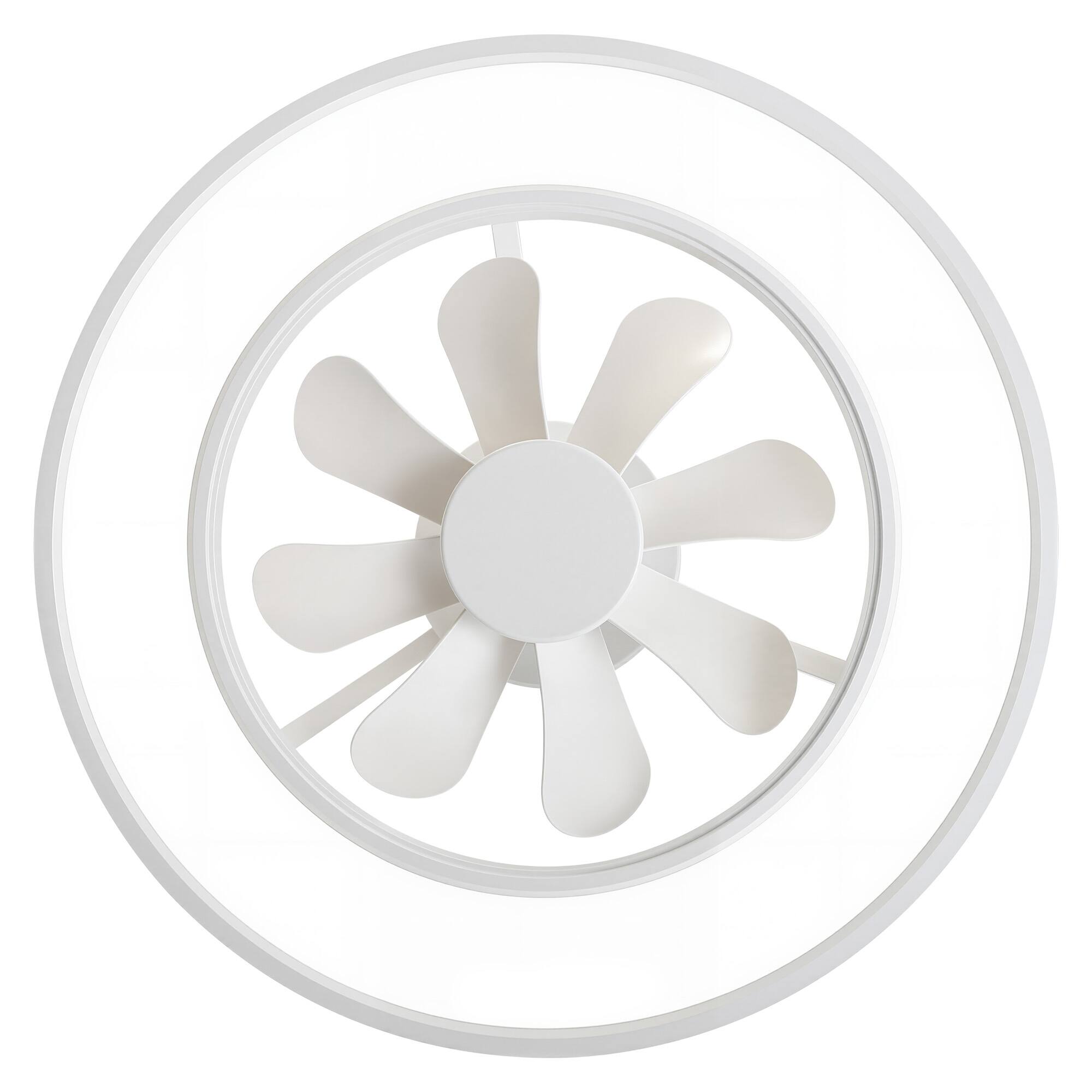 Alt View 9. Breezary - 20-Inch Caged Flush Mount Ceiling Fan with Acrylic Shade, Tunable LED, 6-Speed Remote, Timer, DC Motor - 20-Inch White Ceiling Fan.