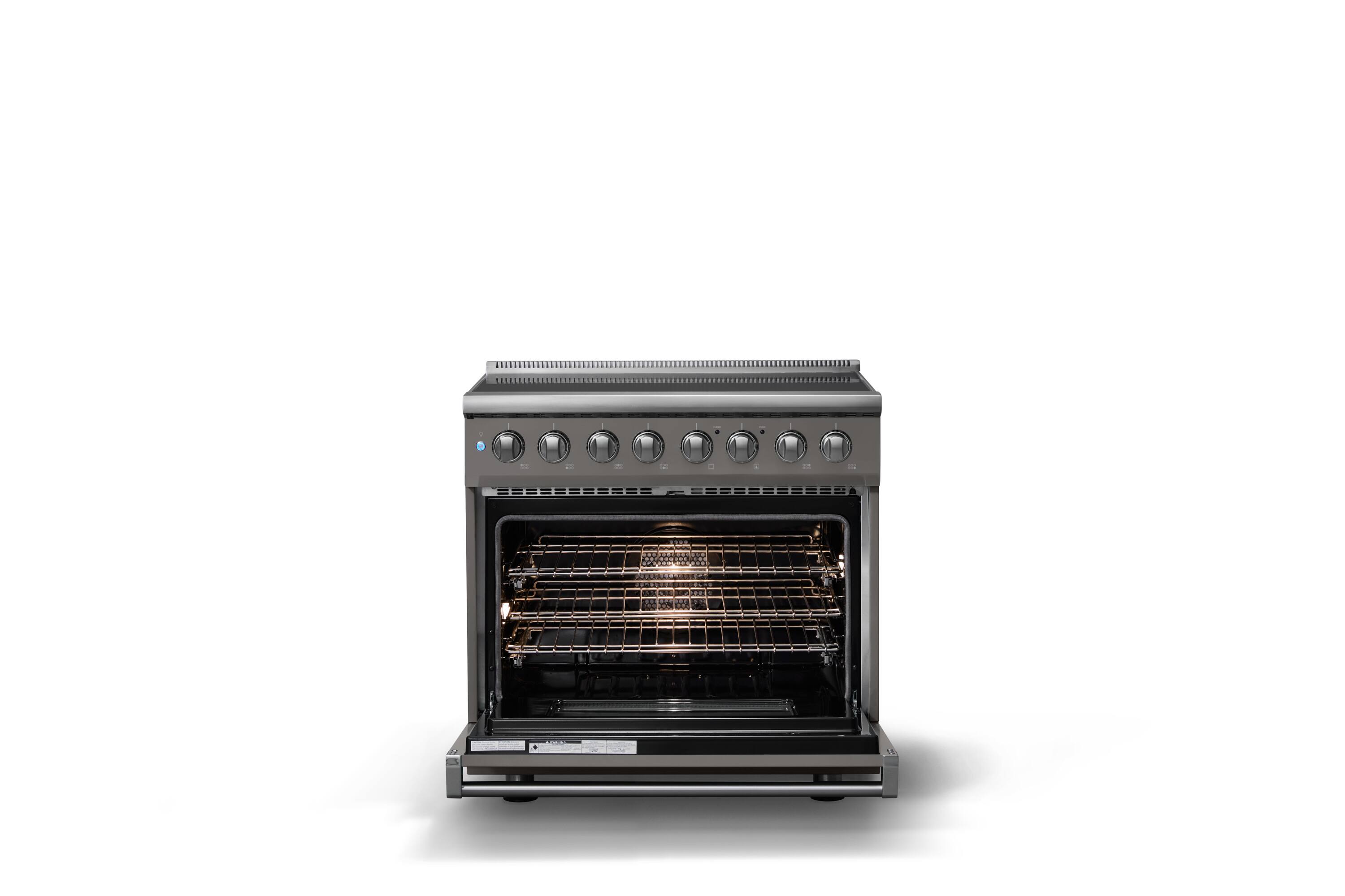 Alt View 2. Viking - 36 in. Wide 6 Elements Pro 5 Series 5.6 Cu. Ft. Freestanding Induction Convection Range - Damascus Gray - Damascus Gray.