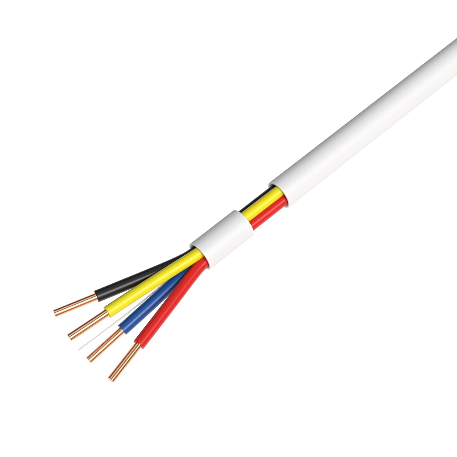 Angle. Cables Direct Online - 500ft 22/4 Solid CCA Alarm Cable, 18AWG 2 Conductor Wire for Security, Fire, LED, Doorbell, Alarm Systems - White.