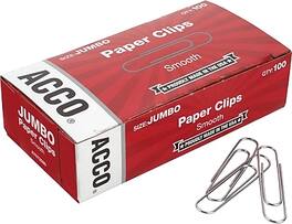 ACCO - Economy Paper Clips, Jumbo, Silver, 100/Box - Gray/Silver