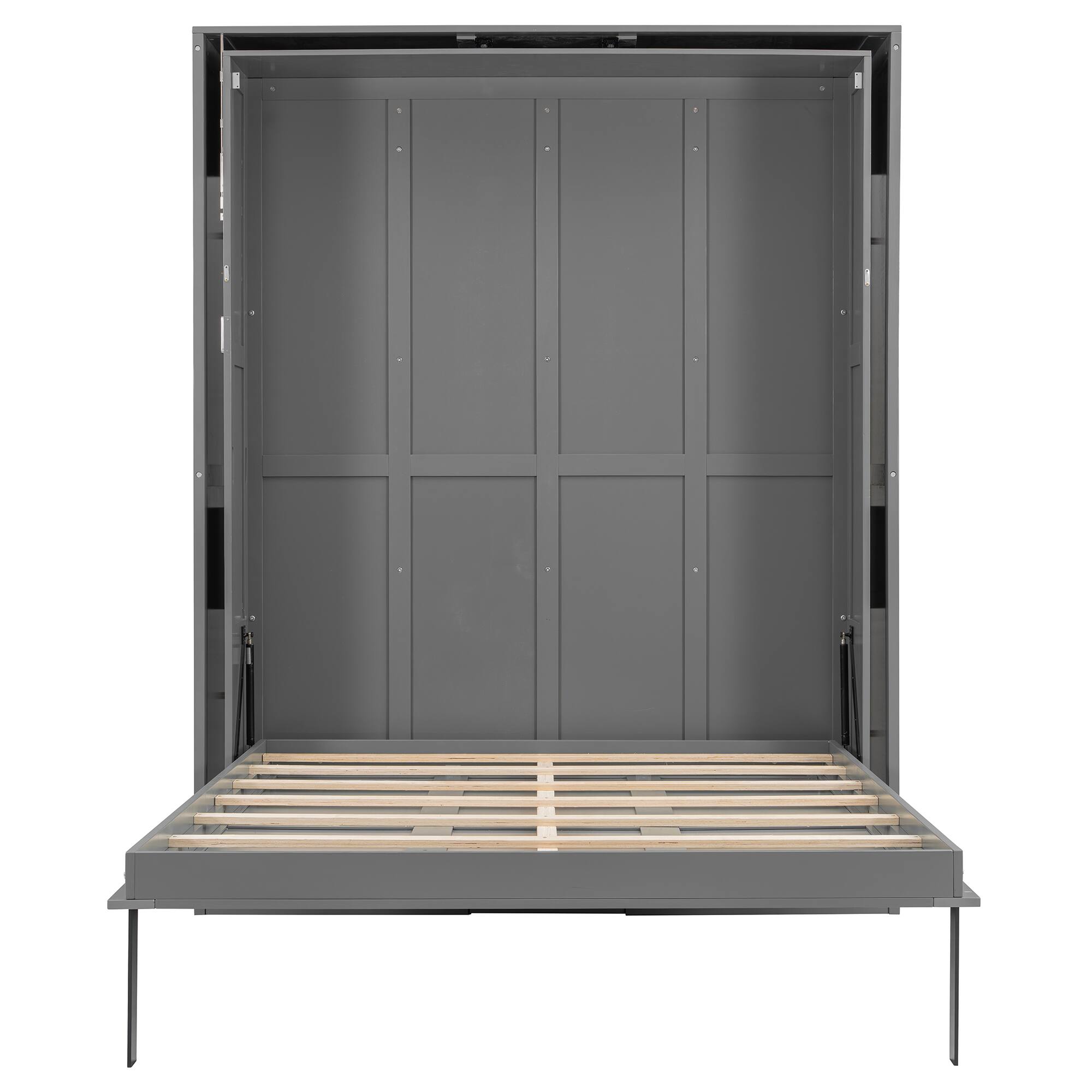 Alt View 2. Anysun - Rotating Queen Murphy Bed - Hidden Storage Racks, Space-Saving Multifunctional Wall Bed for Home Office & Small Rooms - Gray.
