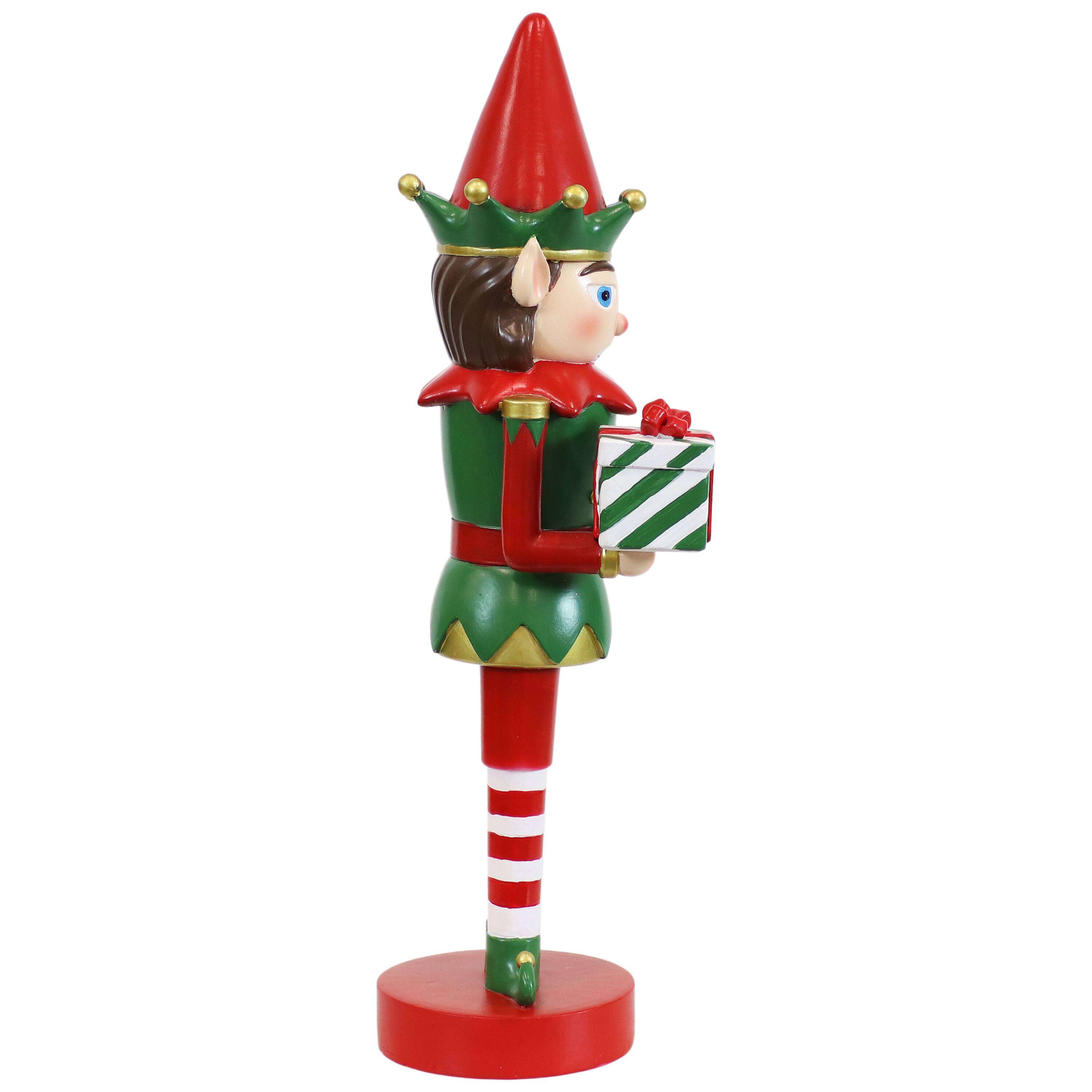 Alt View 10. Sunnydaze - Jingles the Christmas Elf Indoor Nutcracker Statue - 17 in - Red and Green.
