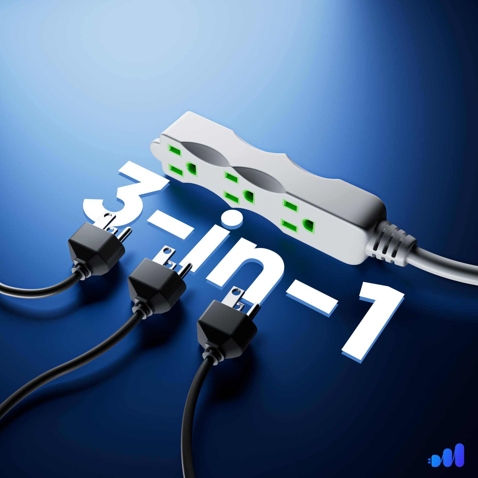 Alt View 1. Maximm - Extension Cord with 3 Outlets, 125V, 3 Prong Extension Cord, ETL Listed, 30ft - WHITE green.