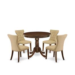 East West Furniture - 5 Pc Dining Table Set Consist of a Round Table and 4 Parson Chairs - Gray