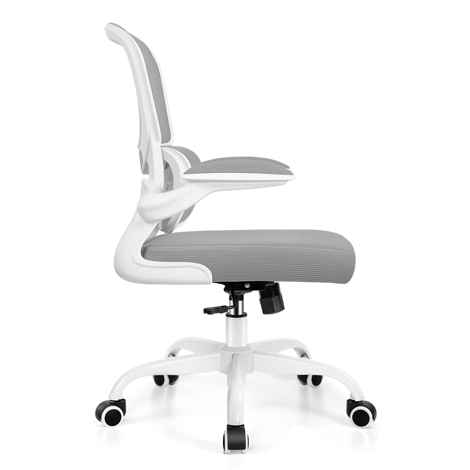 Left. Brick Attic - Ergonomic Office Chair with Lumbar Support and Adjustable Armrests, Breathable Mesh Mid Back Computer Desk Chair - Light Grey.