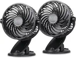 Black+Decker - 4" Convertible Cooling Fan, Clip Fan and Standing Fan, Desk Fan 2-Pack - Black