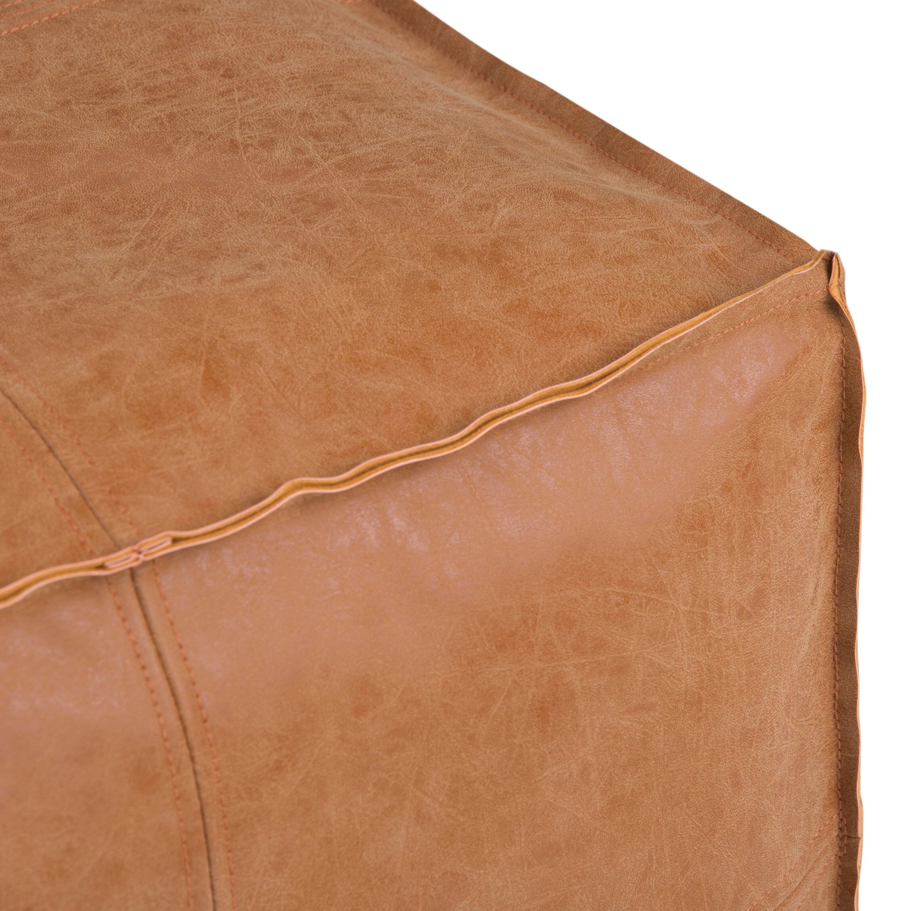 Alt View 11. Simpli Home - Brody Square Pouf - Distressed Brown.