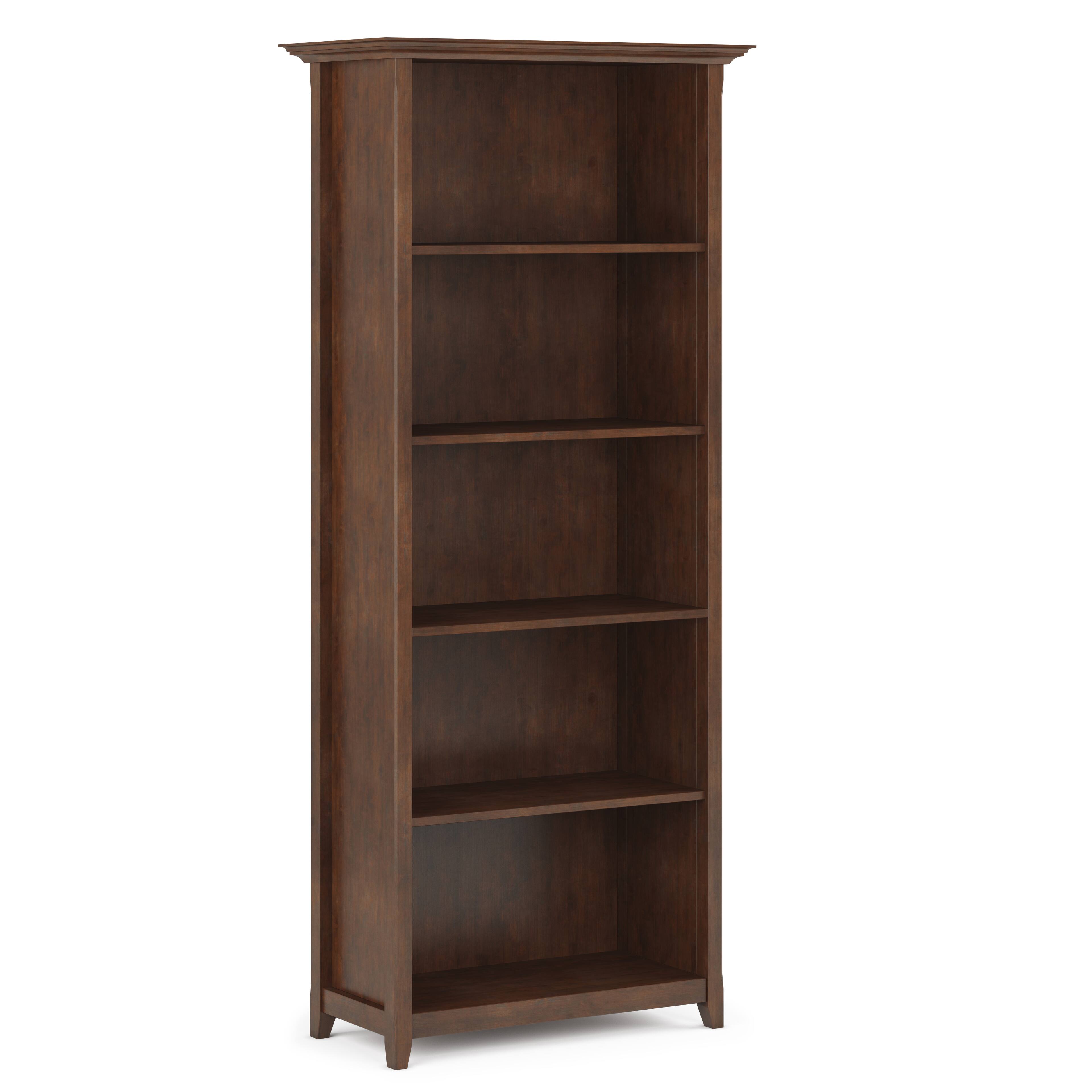 Front. Simpli Home - Amherst 5 Shelf Bookcase - Russet Brown.