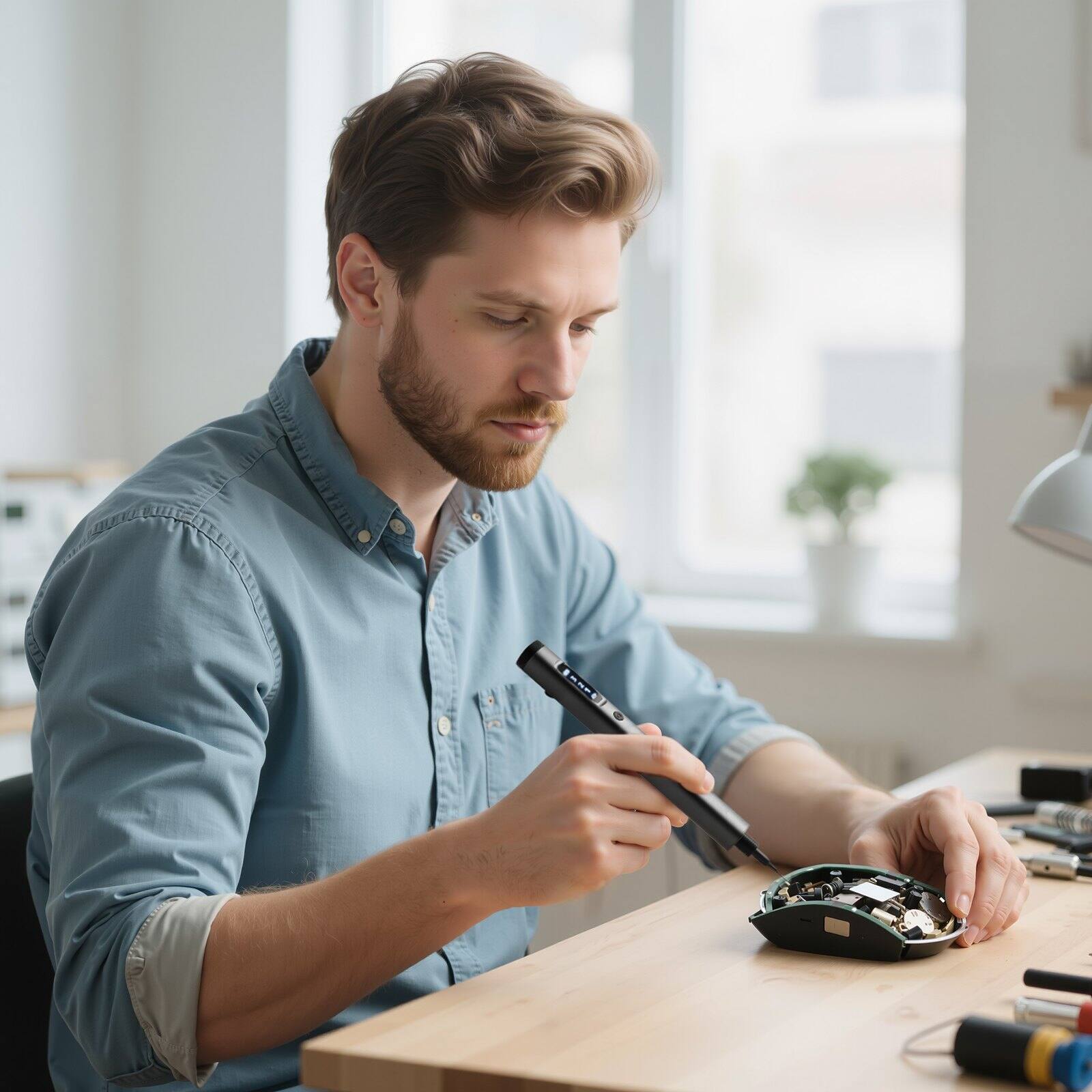 Alt View 1. Glintex - Electric Precision Screwdriver Set, 52 Magnetic Bits, Mini Cordless Driver, LED Light, Type-C Charging - Black.