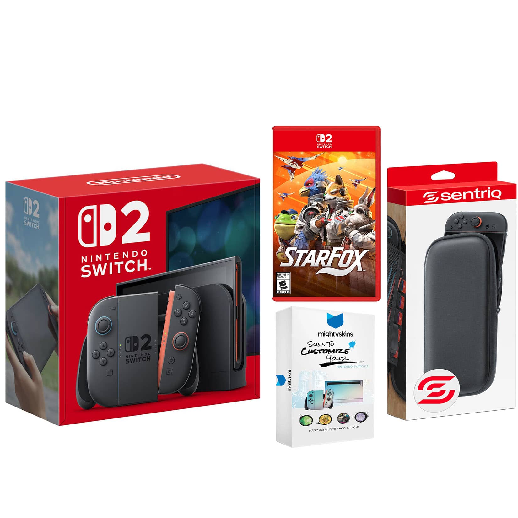 Switch 2 Console with Star Fox Game, Protective Case and MightySkins Bundle