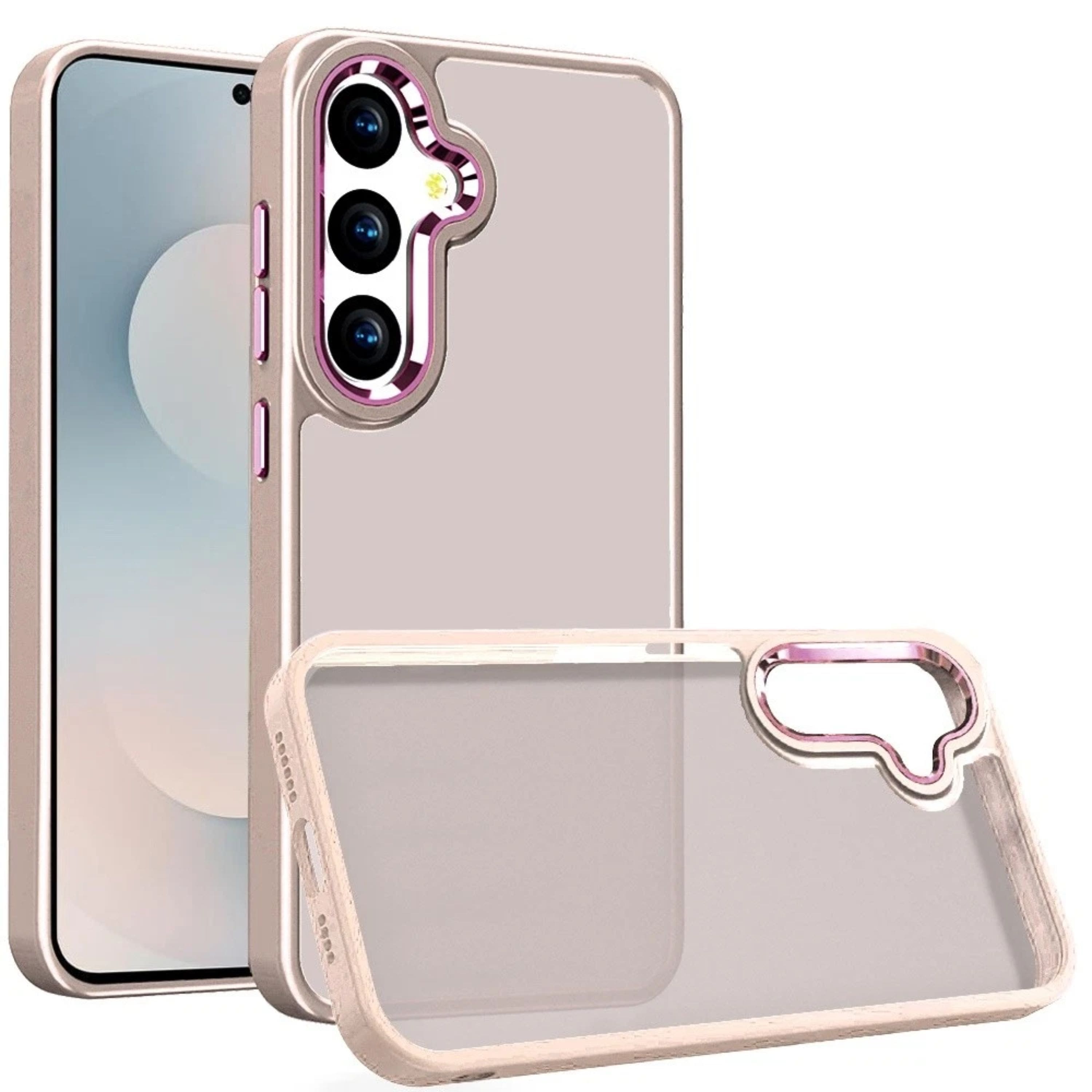 Kitcheniva - Thick Acrylic Metal Button Case With Tempered Glass For Samsung S26 Plus - Biege price history on PriceWatchPro