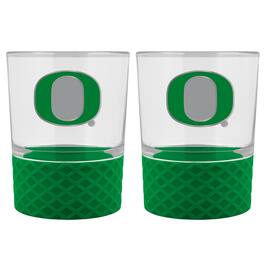 Great American Products - Oregon Ducks 2-Pack 14oz. Rocks Glass Set with Silcone Grip - Green