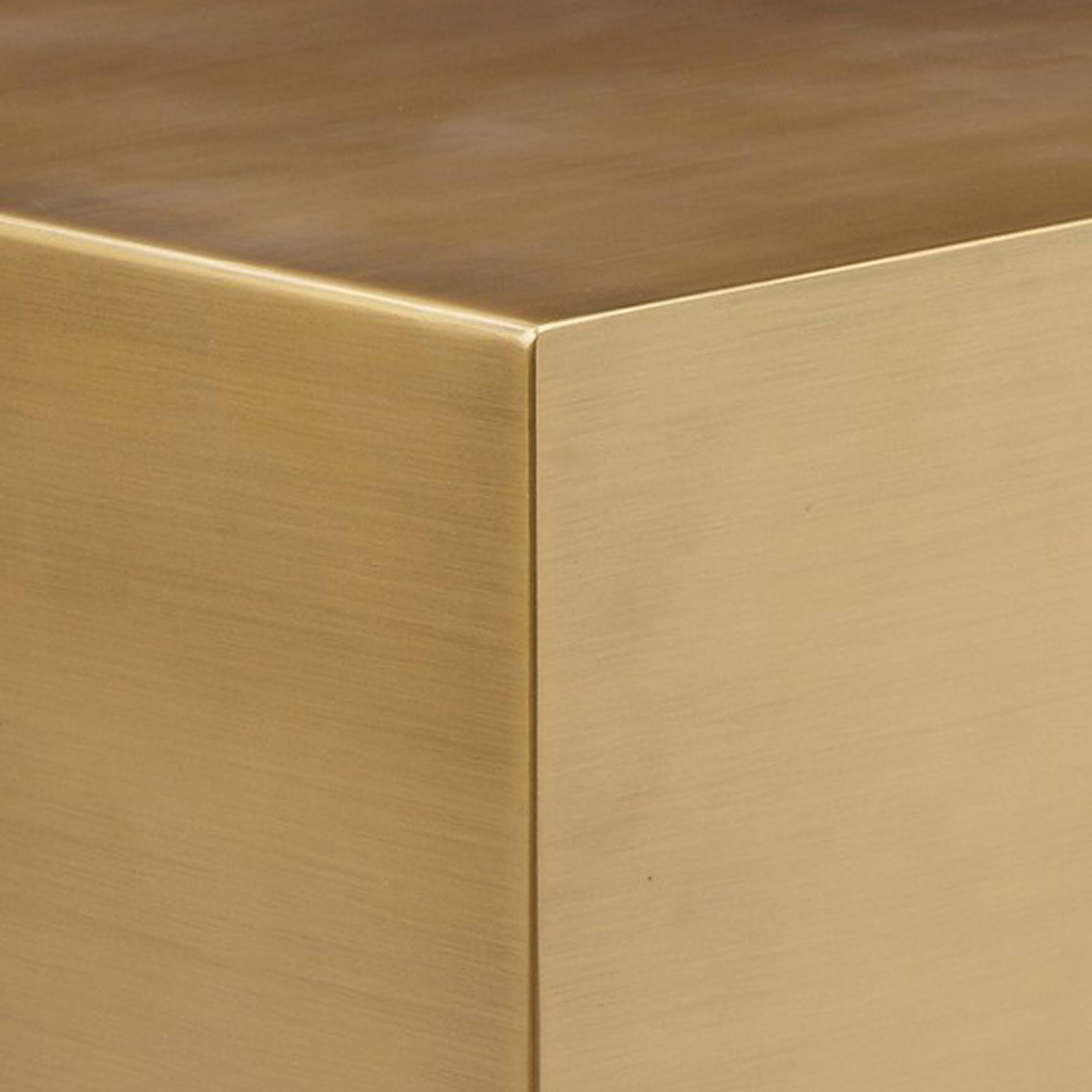 Manhattan Lane Side Table with Metal Block Cube Shaped, Small Brass ...