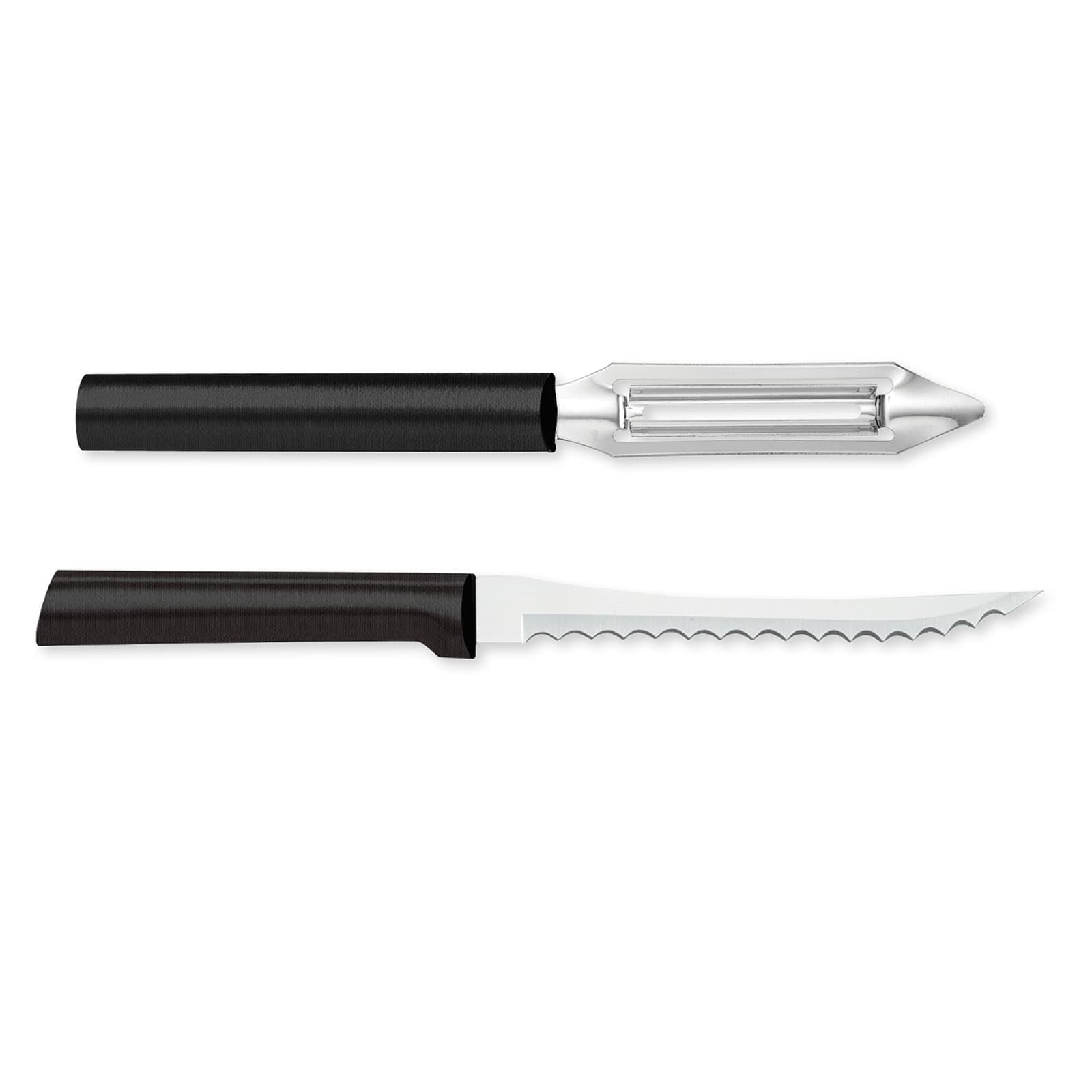 Rada - Cutlery 2-Inch Deluxe Vegetable Peeler & 5-Inch Tomato Slicer Stainless Steel Serrated Blade, Handles - Black