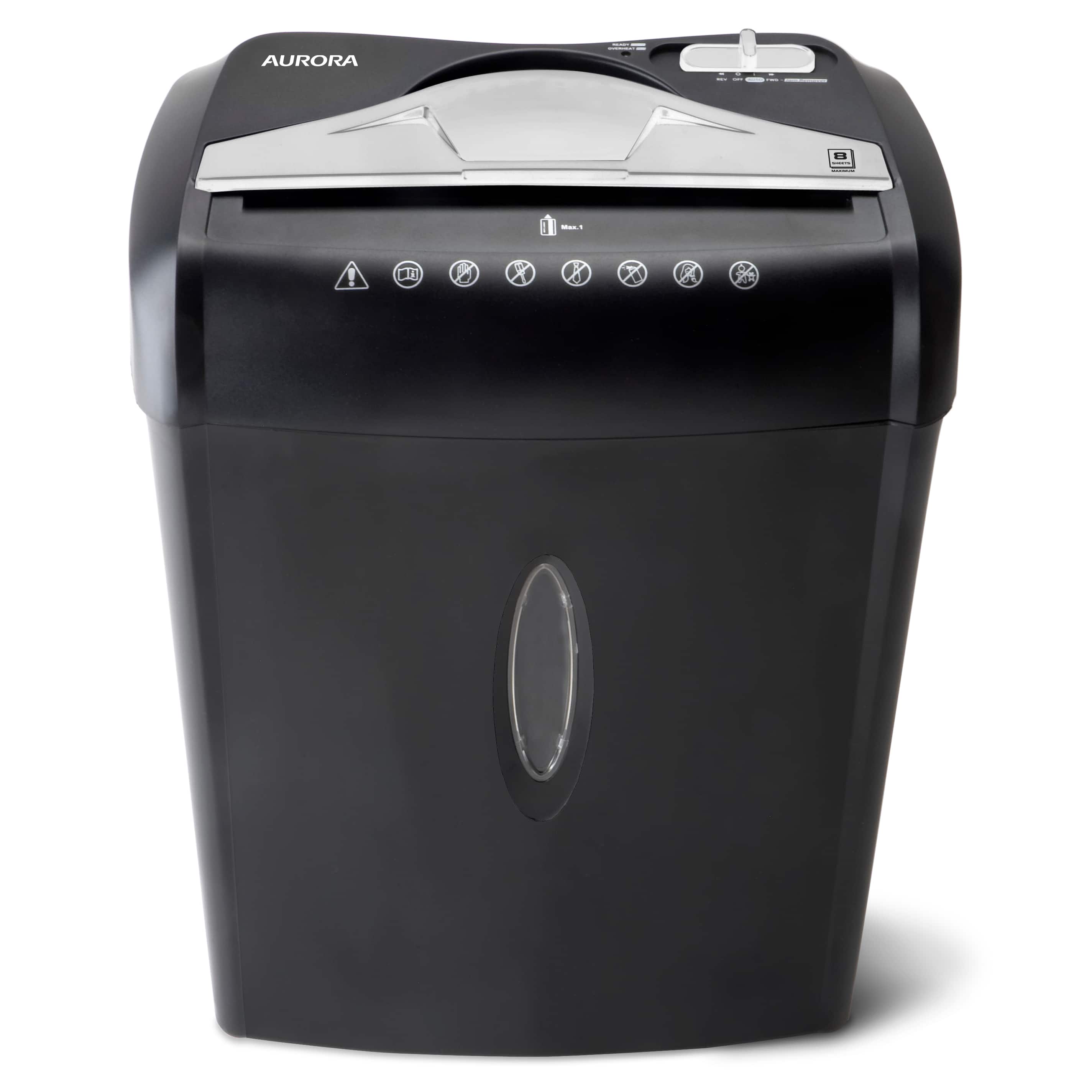 Aurora - AU875XA 8-Sheet Crosscut Paper/ Credit Card Shredder - Black