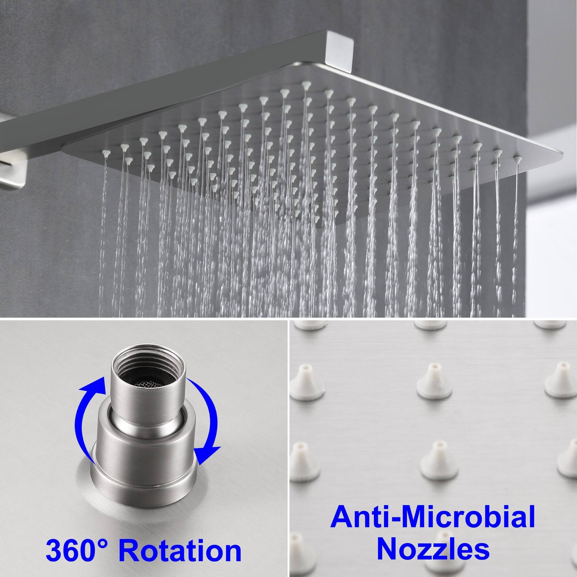 Anti-Microbial Nozzles  
360° Rotation