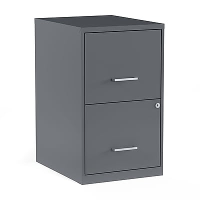 Staples - Light Duty 2-Drawer Vertical File Cabinet, Letter Size, Lockable, 24.1"H x 14.3"W x 18"D - Charcoal