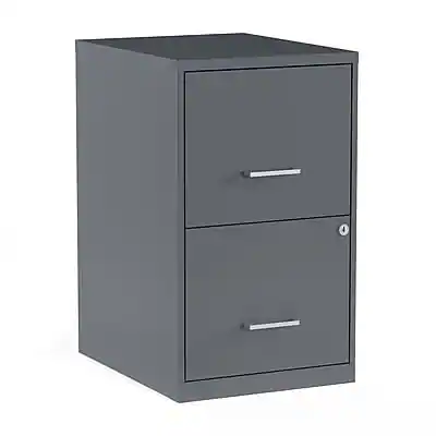 Front. Staples - Light Duty 2-Drawer Vertical File Cabinet, Letter Size, Lockable, 24.1"H x 14.3"W x 18"D, Charcoal (ST52143-CC) - Charcoal.