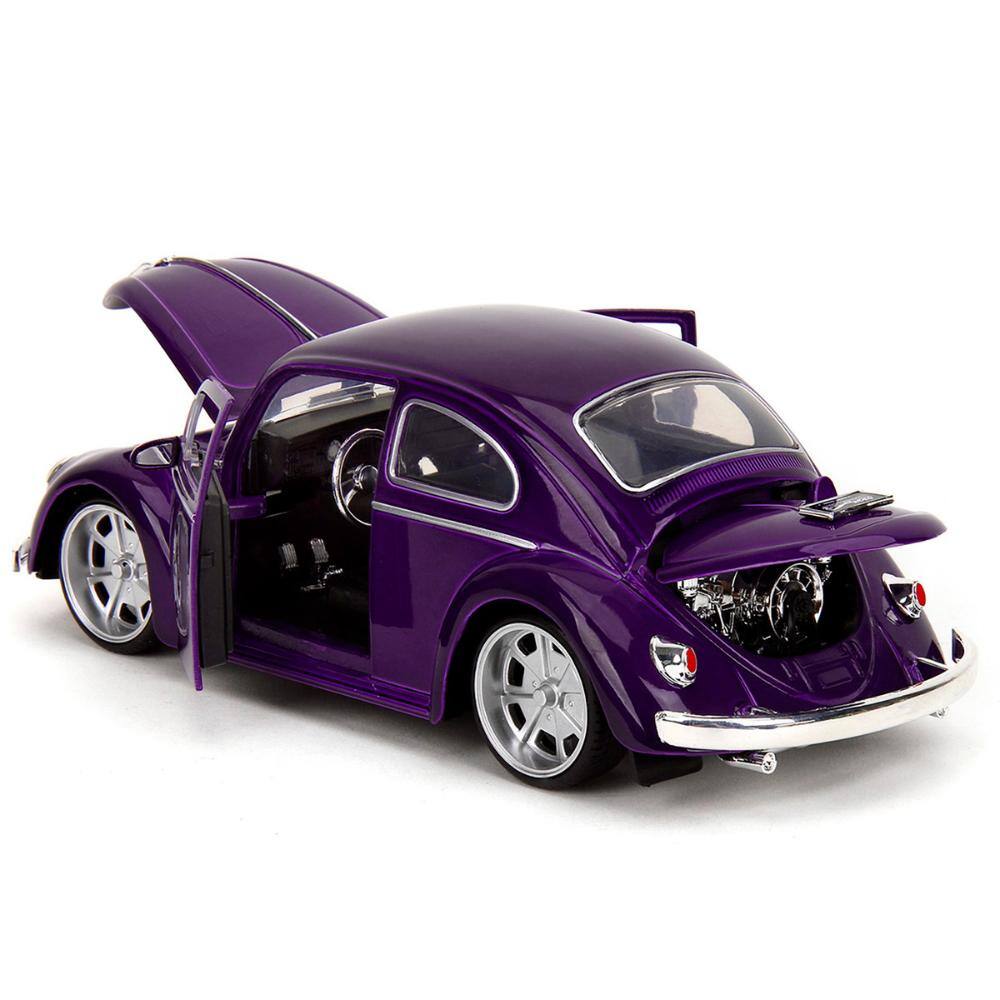 Back. Jada - Volkswagen Beetle Purple Metallic w/ Wednesday Addams Figure – Wednesday (2022) Hollywood Rides 1/24 - Purple Metallic.