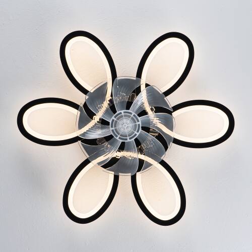Alt View 4. LUCKY ONE - 25" Low Profile Ceiling Fan with Light Remote APP 5 Blades DC Motor - Matte Black.