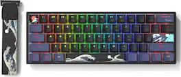 Womier - WK61 PRO 60% Percent Keyboard with QMK, Wired Mechanical Gaming Keyboard with Strap - Black
