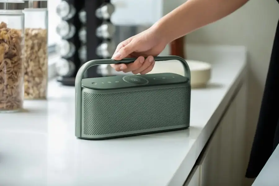 Alt View 9. Soundcore - by Anker Motion X600 Hi-Res Spatial Audio IPX7 Waterproof Portable Bluetooth Speaker with Aux-In and Rugged Metal Design - Green.