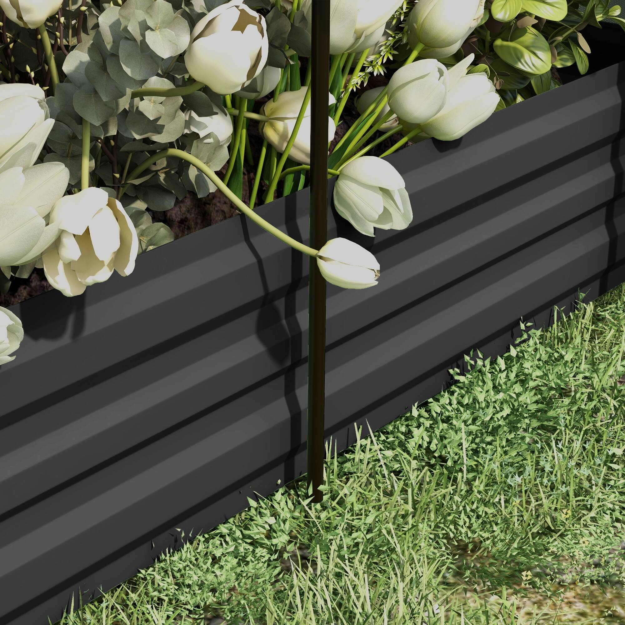 Alt View 8. Outsunny - 7.3 x 3.4 x 1 ft Galvanized Raised Garden Bed with Crop Cage Plant Protection Net and Shade Cloth Roof - Dark Gray.