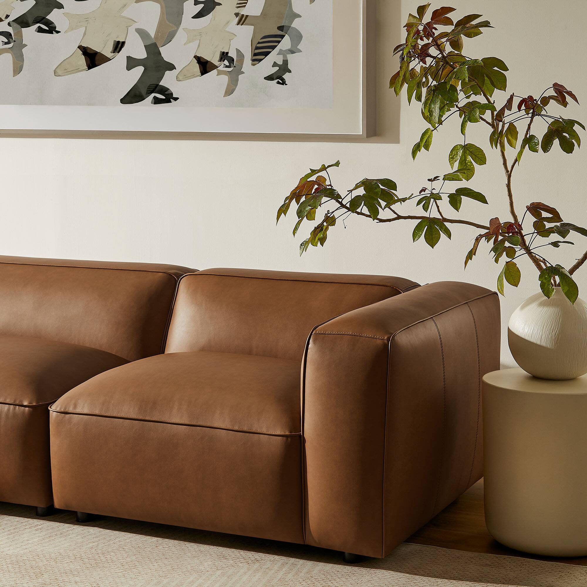 Alt View 5. Modway - Auren 4-Piece Vegan Leather Modular Sofa Set by Modway - Brown.