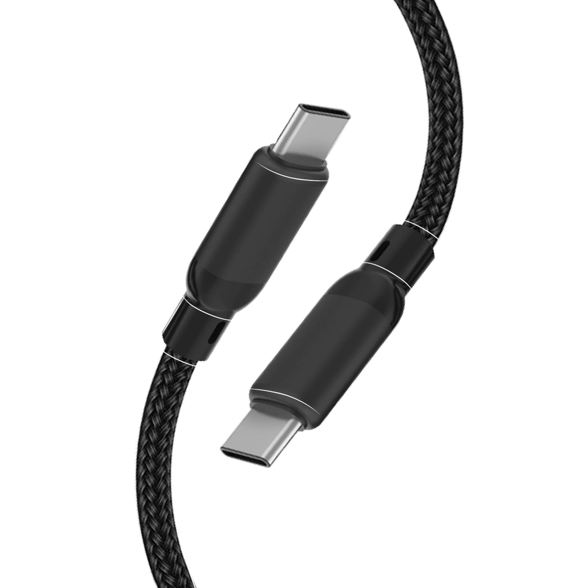 Angle. Logitech - Braided Type-C to Type-C Cable Black, 4 ft.