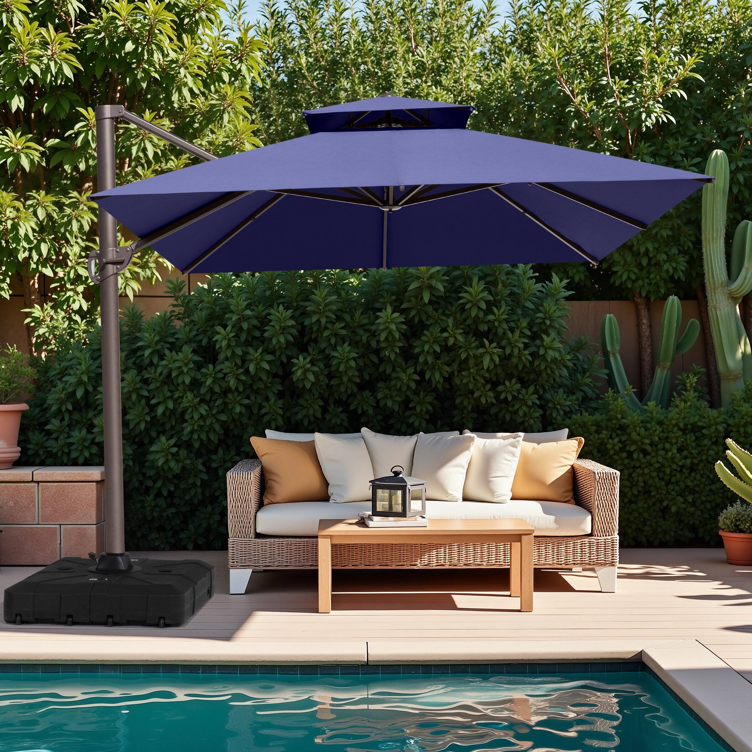 Alt View 7. Crestlive Products - Crestlive Products 13ft Aluminum Navy Slide-tilt Cantilever Patio Umbrella Base - Navy blue.