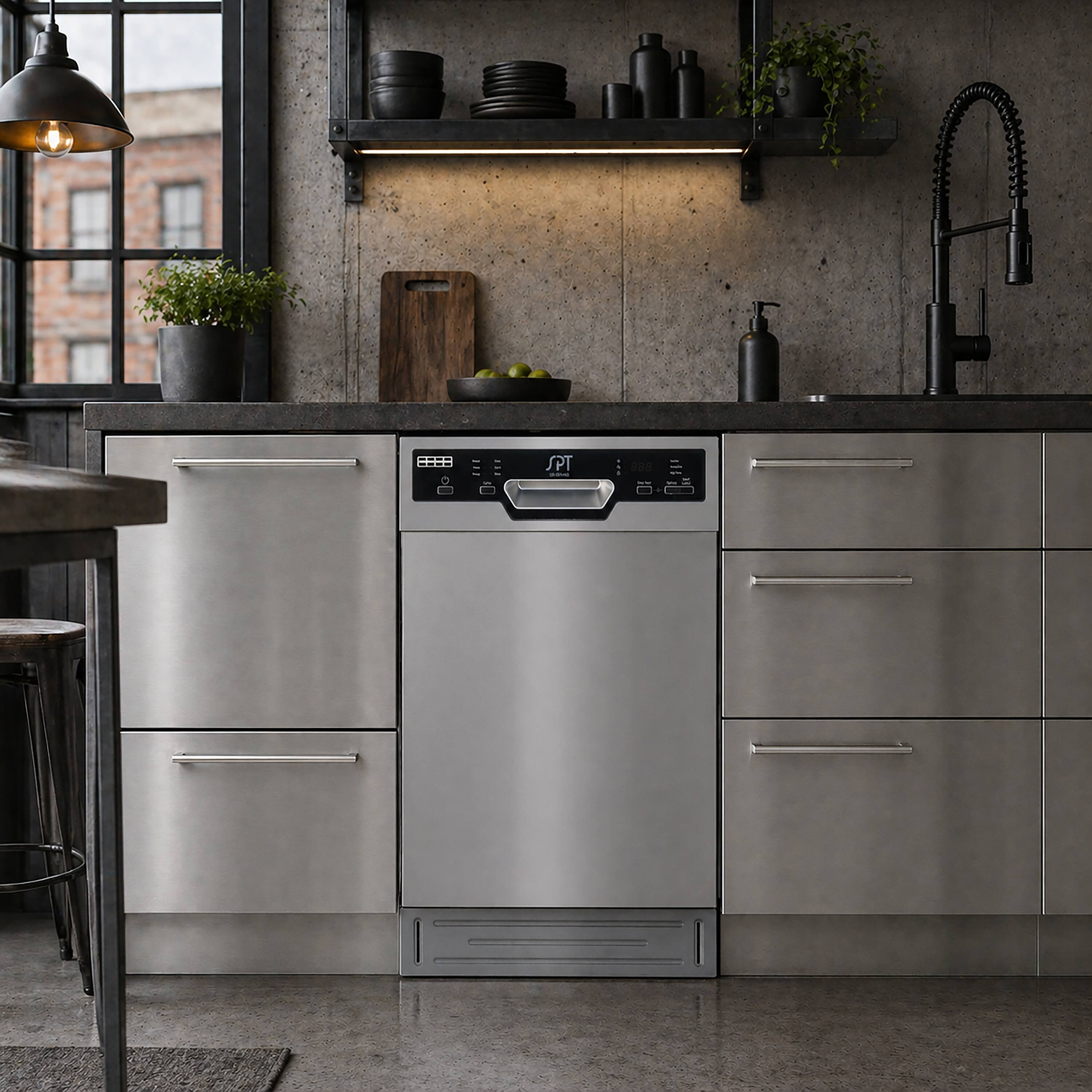Alt View 5. SPT - 18 in. Stainless Steel Front Control Smart Dishwasher 120-Volt Stainless Steel Tub - Stainless Steel.