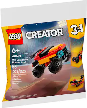 Lego Creator 311 IN EN LEGO CREATOR 6+ W 30691 Mini Convertible Monster Truck 55 pcs/pzs Building Toy. This toy is designed for simultaneous construction, allowing multiple models to be built at the same time. The set includes 55 pieces, making it an ideal choice for those looking to build and create with Lego bricks.