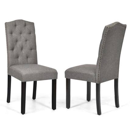Front. Pefilos - Set of Tufted Upholstered Dining Chairs Gray Lounge Chair Room Chair for Kitchen Bedroom Living - Gray.