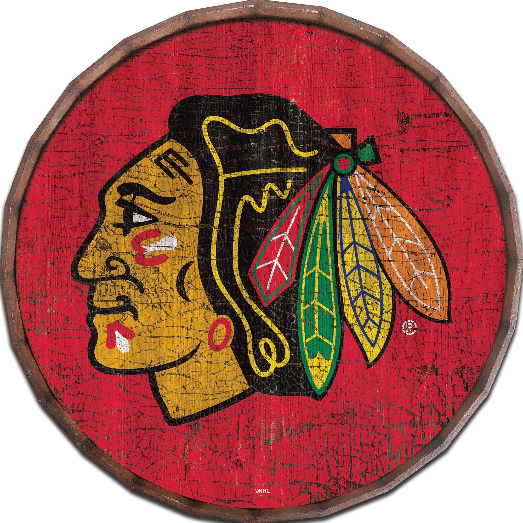 Fan Creations - Chicago Blackhawks 24" Cracked Color Barrel Top Sign - Multicolor