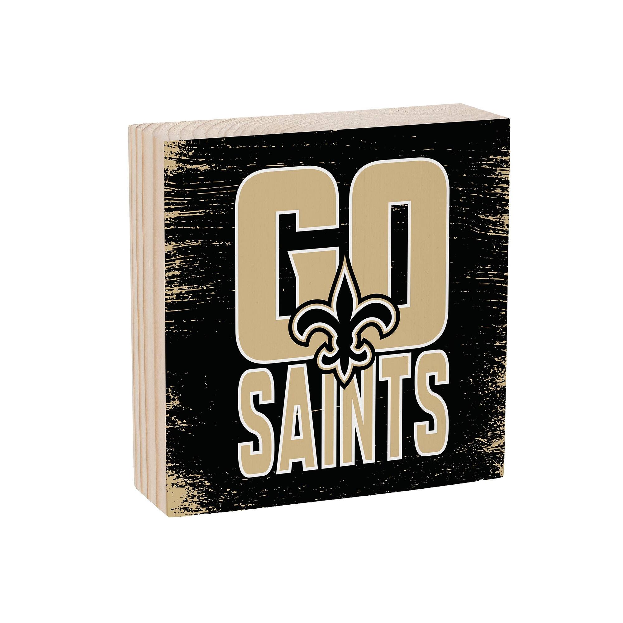 Alt View 1. Evergreen Enterprises - New Orleans Saints 6" Square Fan Chant Wood Block Shelf Sign - Multicolor.