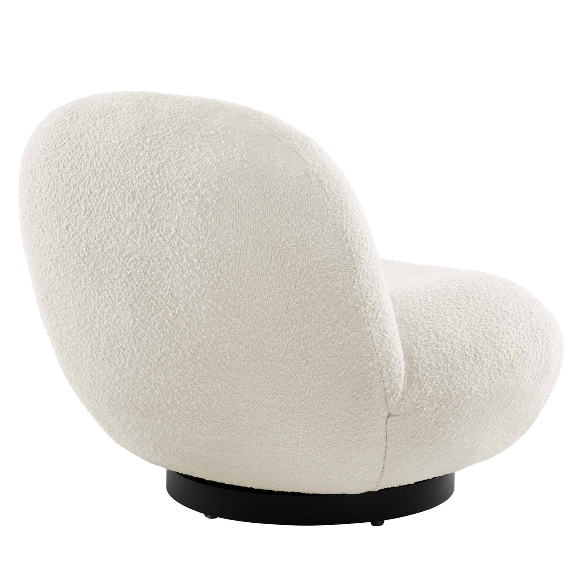 Alt View 2. Modway - Kindred Boucle Upholstered Upholstered Fabric Swivel Chair by Modway - Black Ivory.