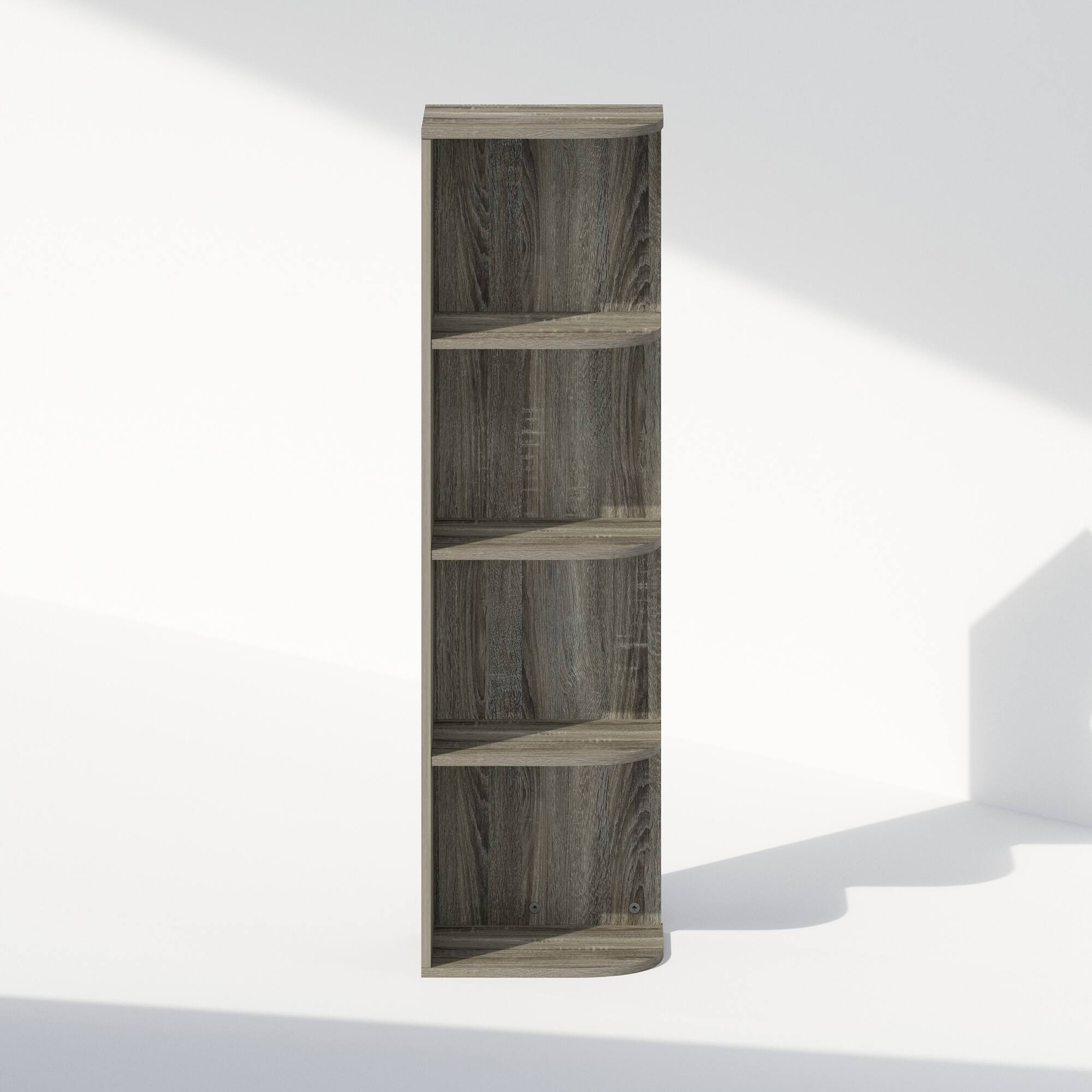 Alt View 2. Furinno - Reed 4-Tier Space Saving Corner Storage Display Shelf, Bookshelf, French Oak - French Oak.