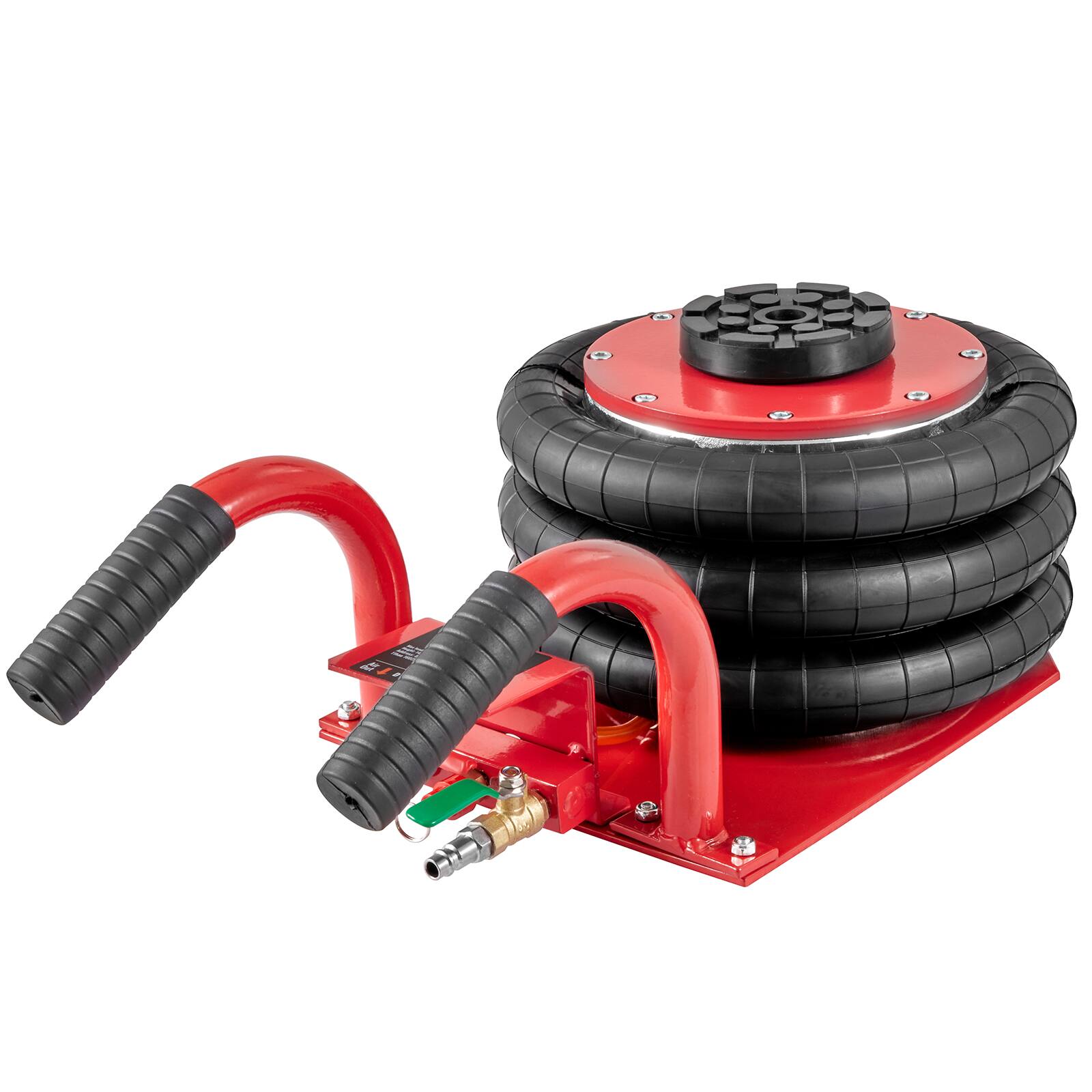 Alt View 5. VEVOR - Air Jack, 3 Ton/6600 lbs Triple Bag Air Jack, Airbag Jack with Six Steel Pipes, Lift up to 17.7 inch/450 mm, 3-5 s Fast - Red;Black.
