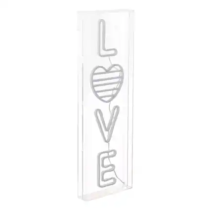 Front. Jonathan Y - LOVE 8" X 24" Contemporary Glam Acrylic Box USB Operated LED Neon Light, White/Rainbow - White/Rainbow.