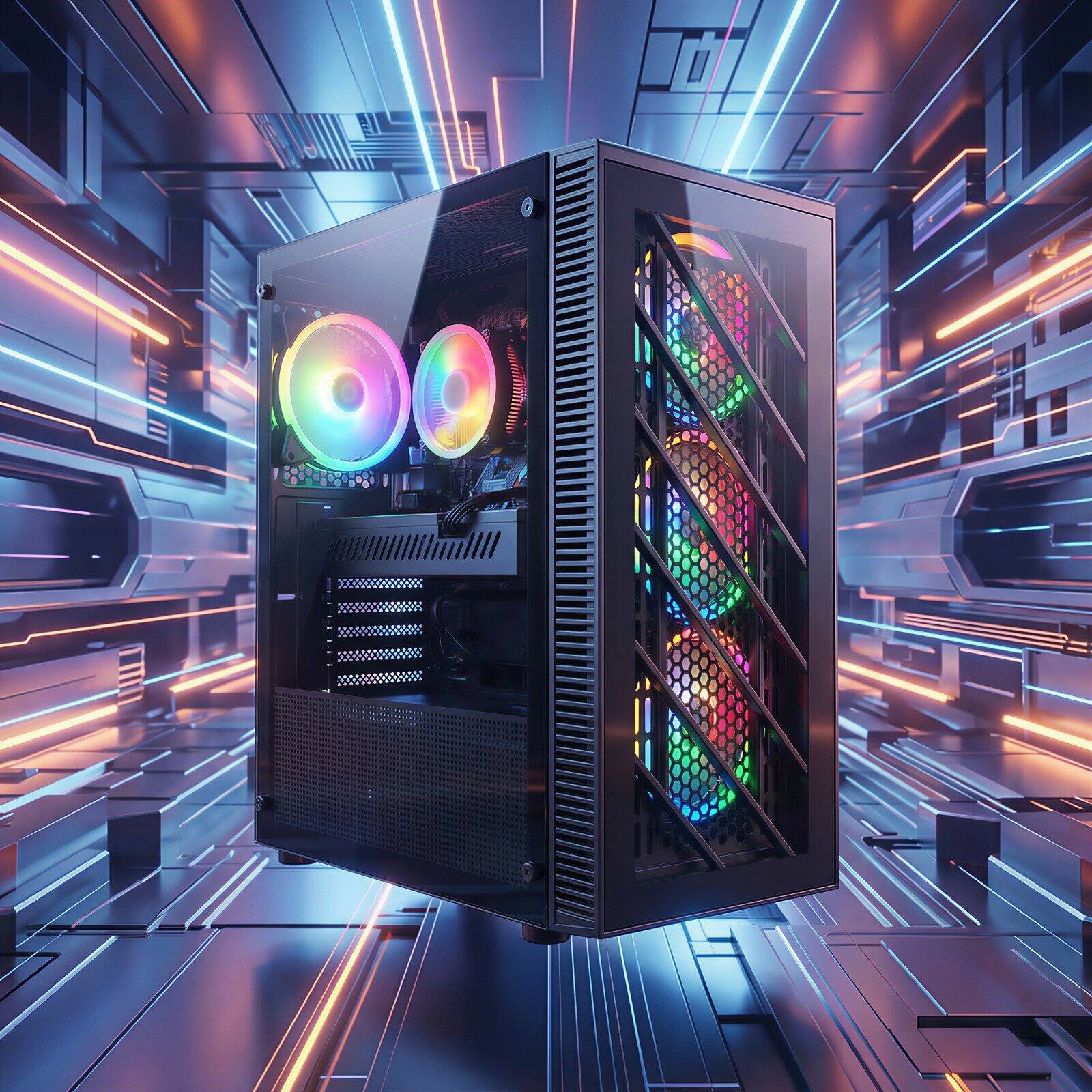 Back. STGAubron - STGAubron Gaming Desktop PC, Intel Celeron G5905 3.5GHz, Radeon RX 580 8G, 16GB DDR4 RAM, 512GB SSD, USB WiFi 6, Win11H - Black.