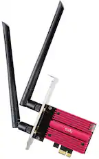Front. Cudy - Cudy AX5400 Wireless Wi-Fi 6E PCIe Card, Bluetooth 5.2/5/4.0, AX210, 802.11ax/ac/a/b/g/n, Windows 11,10, Black and Red - black and red.
