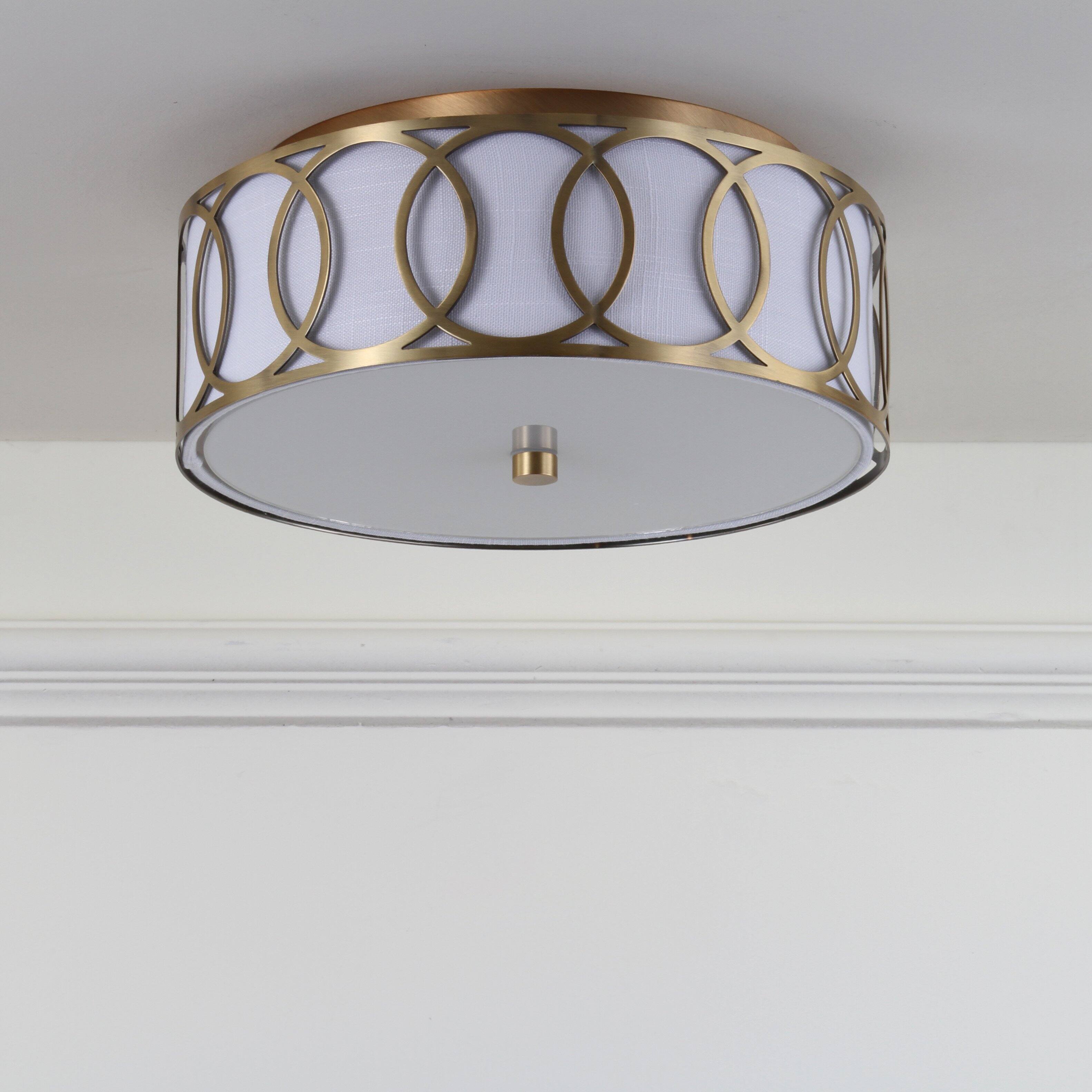 Alt View 4. Jonathan Y - Aria 2-Light 12.25" Metal LED Flush Mount, Brass Gold - Brass Gold.